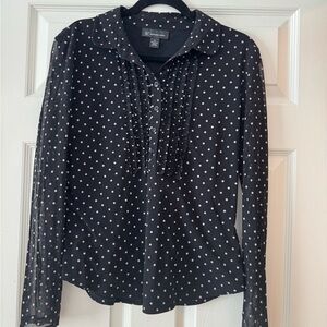 INC International Concepts Black and White Polka Dot Blouse